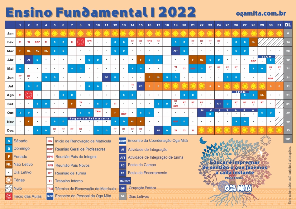 Calendário Ens.Fundamental I 2022