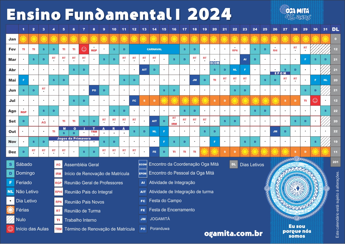 Calendário Ensino Fundamental 1 2024