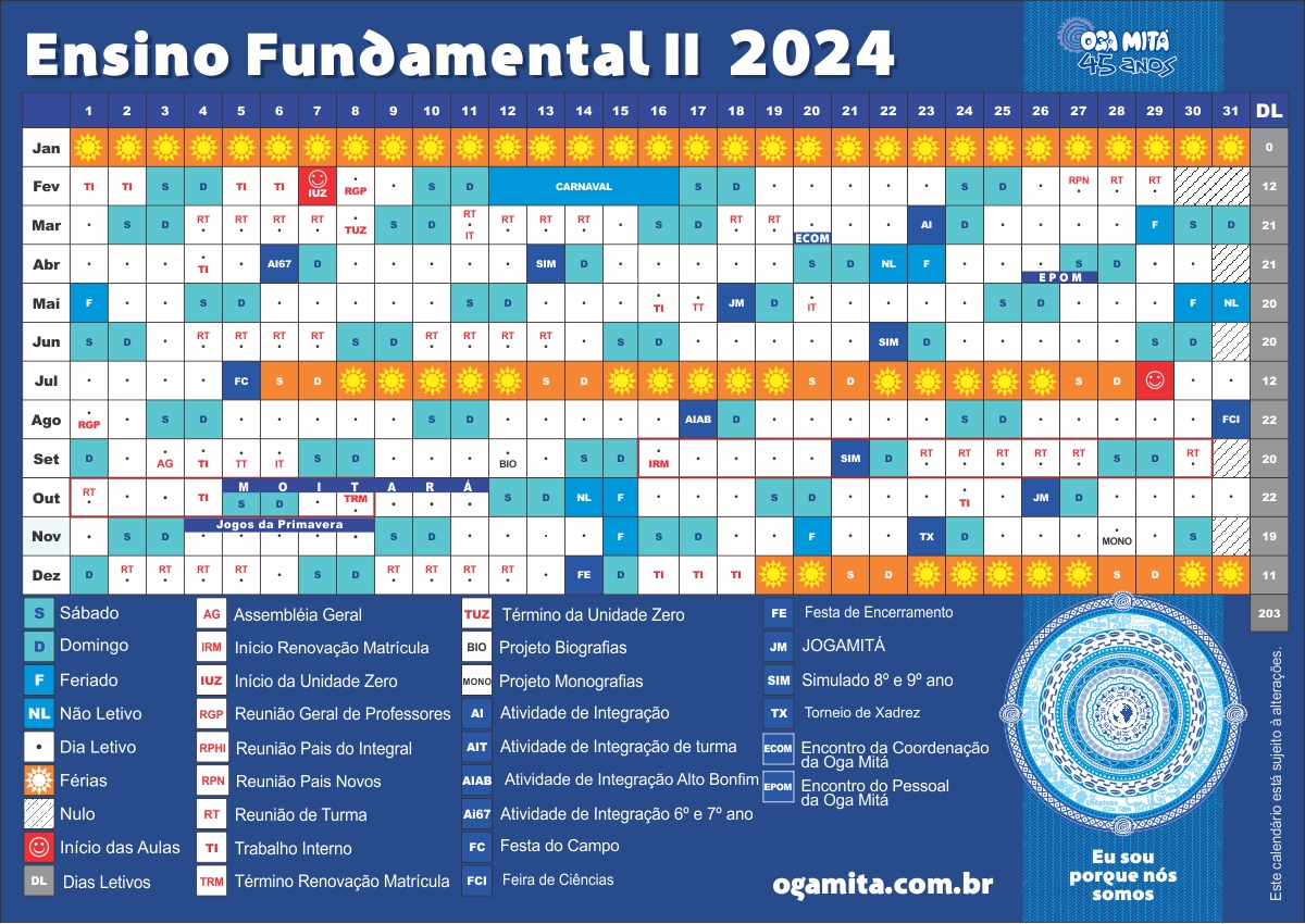Calendário Ensino Fundamental 2 2024