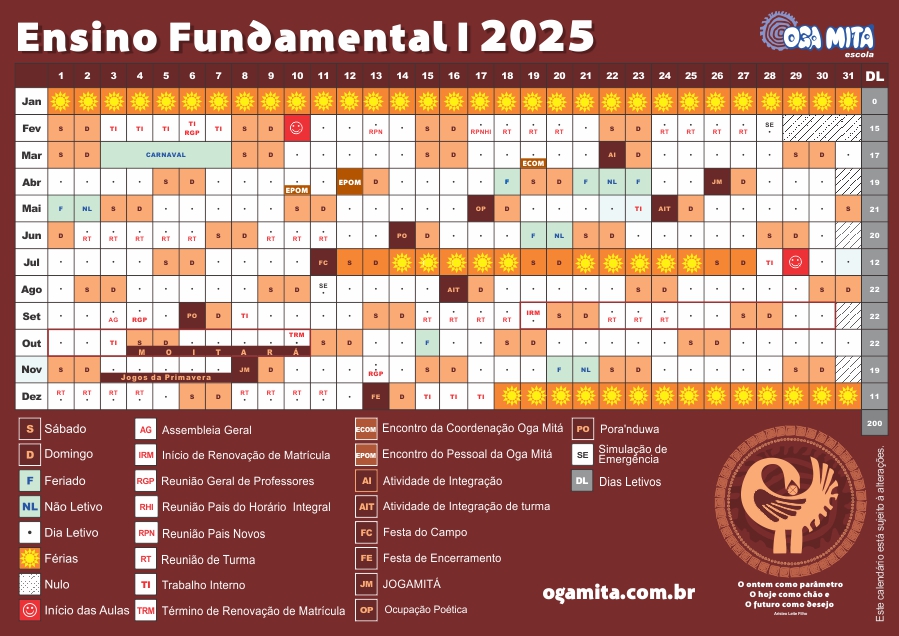 Calendário 2025 - Ensino Fundamental I