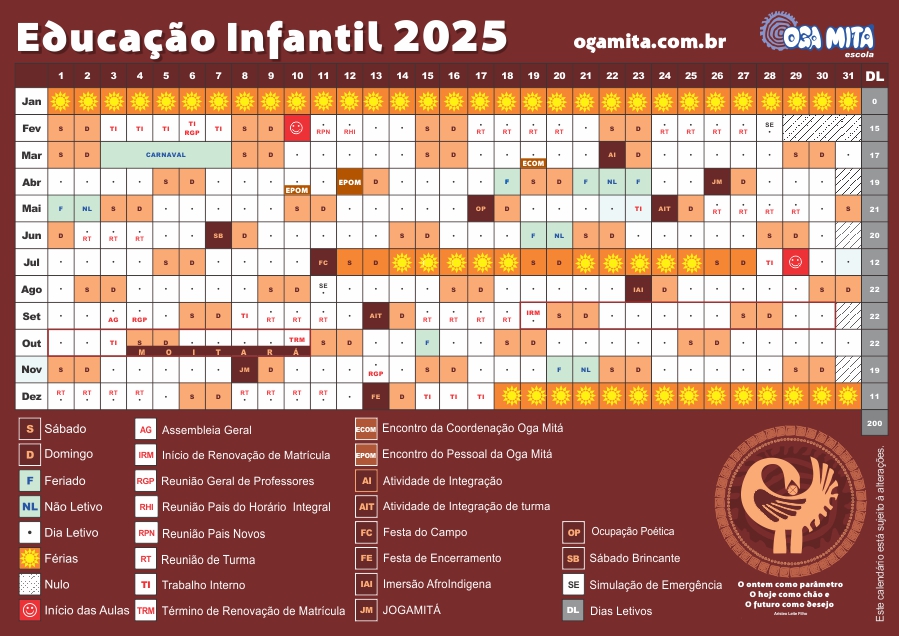 Calendário 2025 Educação Infantil